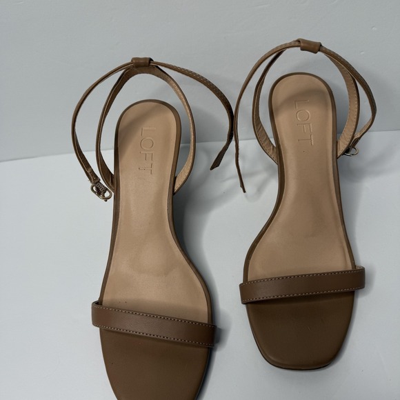 LOFT Shoes Womens Size 6 Medium Brown‎ Strappy Wedge Sandal Heels Dressy Modern - Picture 2 of 4
